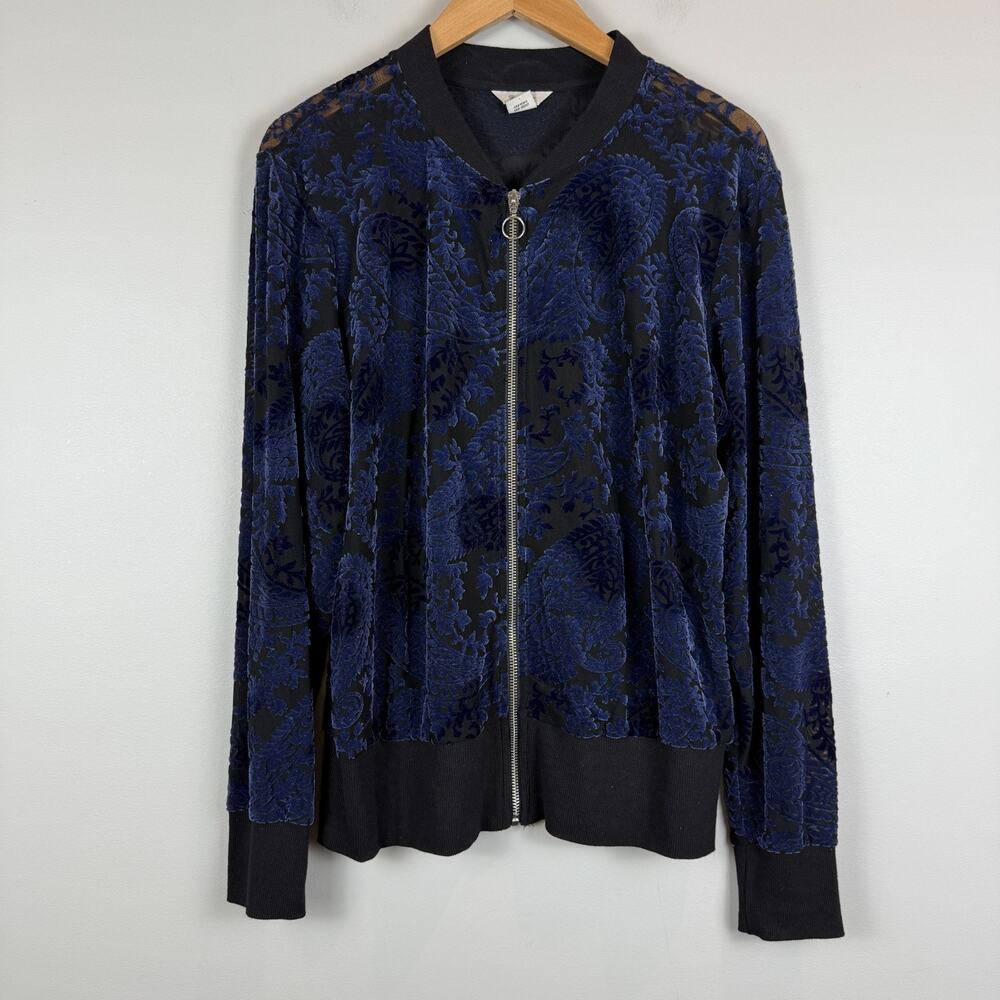 Ariat Jacket Women's L Black Blue Paisley Velvet Burnout Zip Whimsigoth Fairy